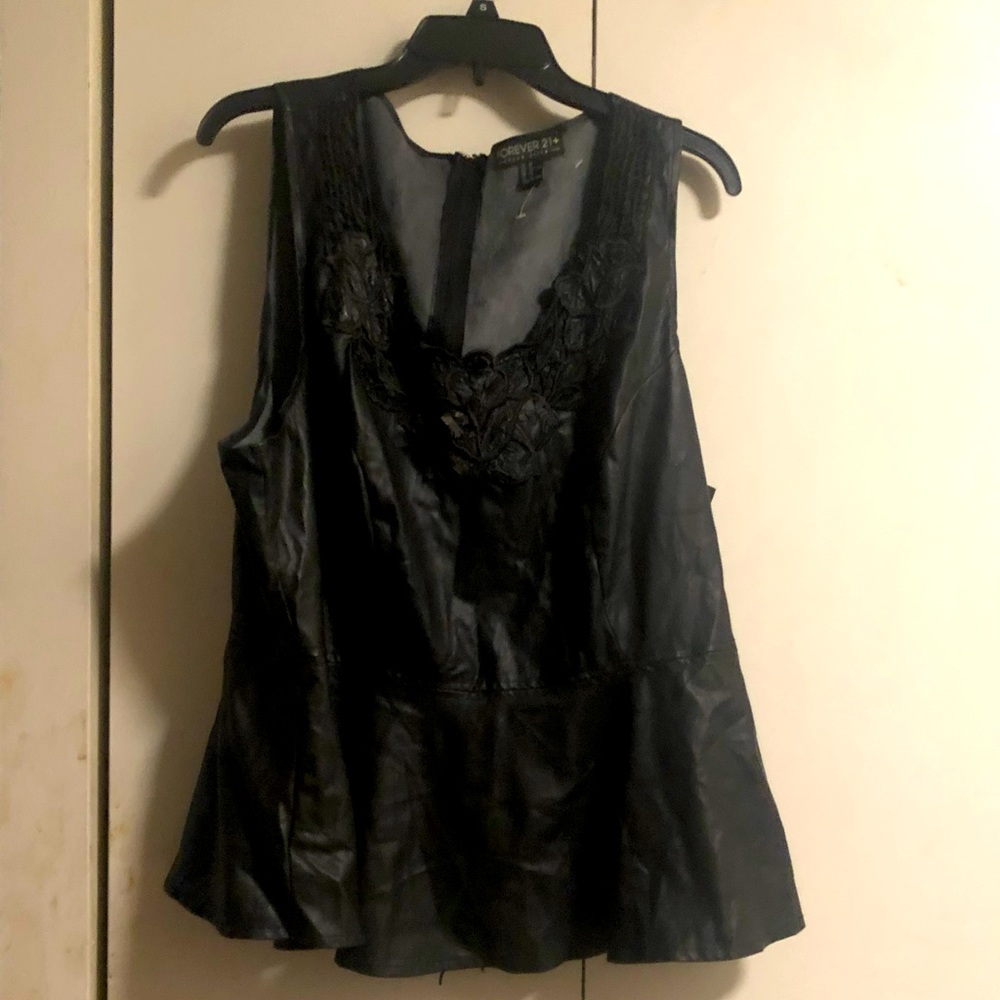 A plus size leather shirt